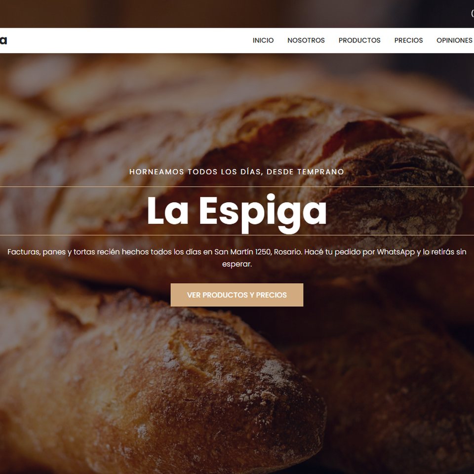 Web de ejemplo de una panadería